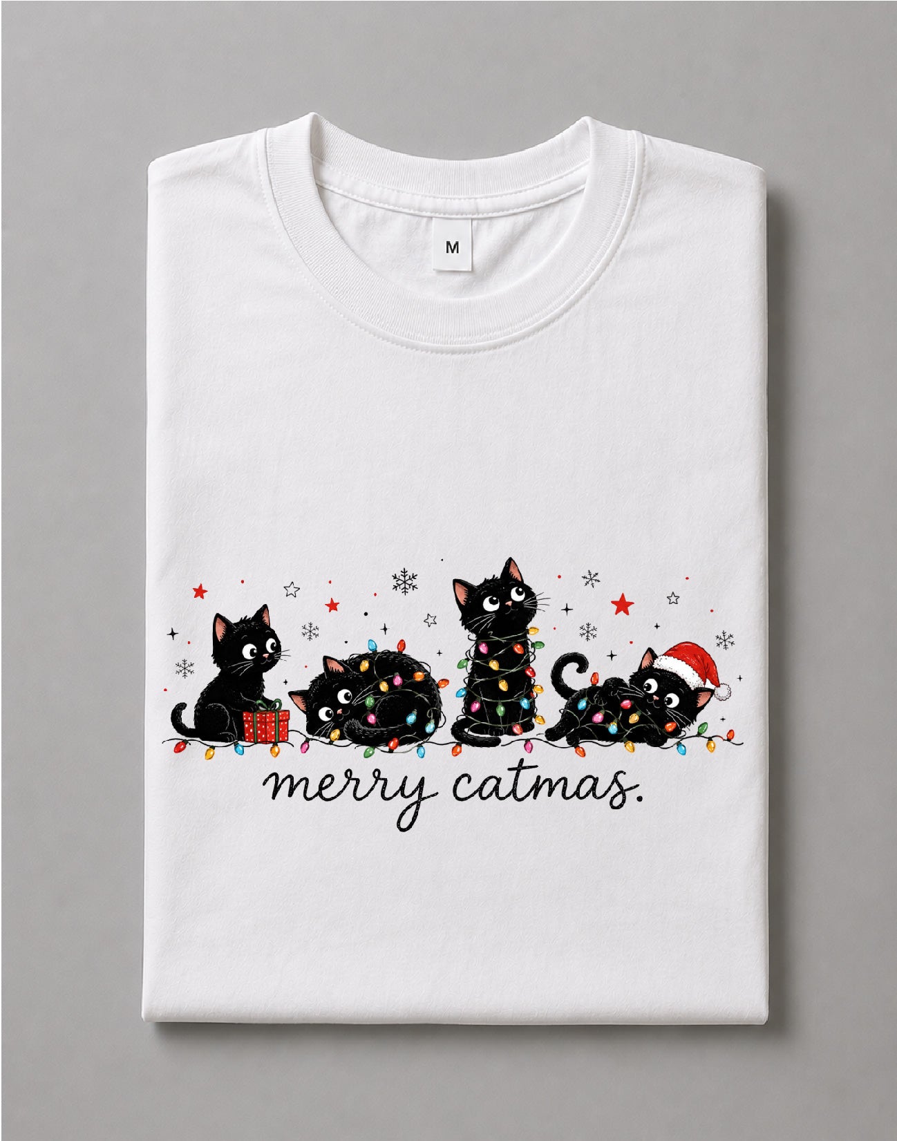 Merry Catmas Shirt – Funny Christmas Cat Graphic Tee, Cute Cat Holiday Shirt, Christmas Gift Shirt – DTF-42