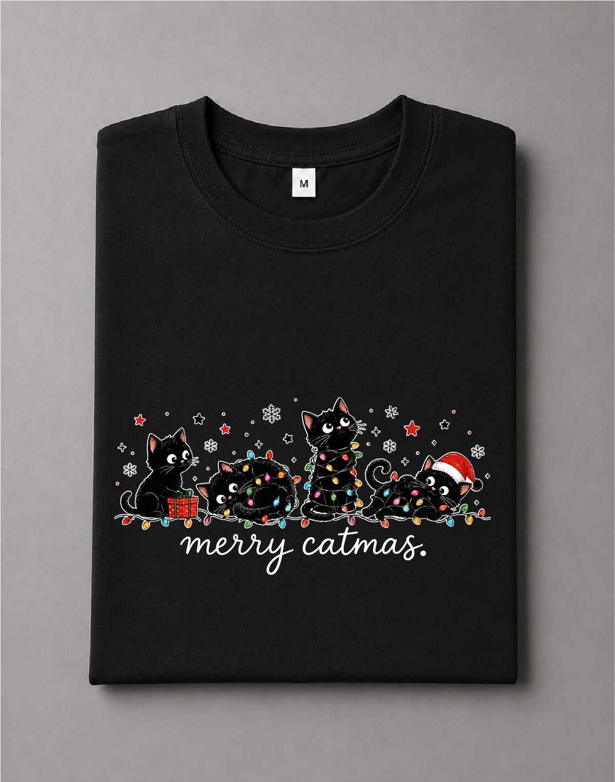 Merry Catmas Shirt – Funny Christmas Cat Graphic Tee, Cute Cat Holiday Shirt, Christmas Gift Shirt – DTF-42