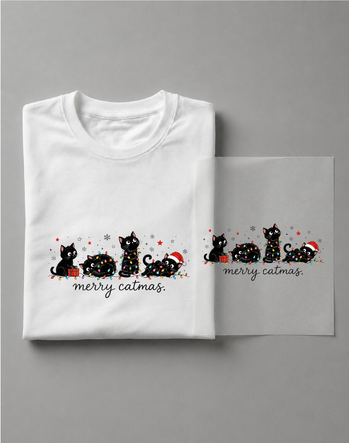 Merry Catmas Shirt – Funny Christmas Cat Graphic Tee, Cute Cat Holiday Shirt, Christmas Gift Shirt – DTF-42