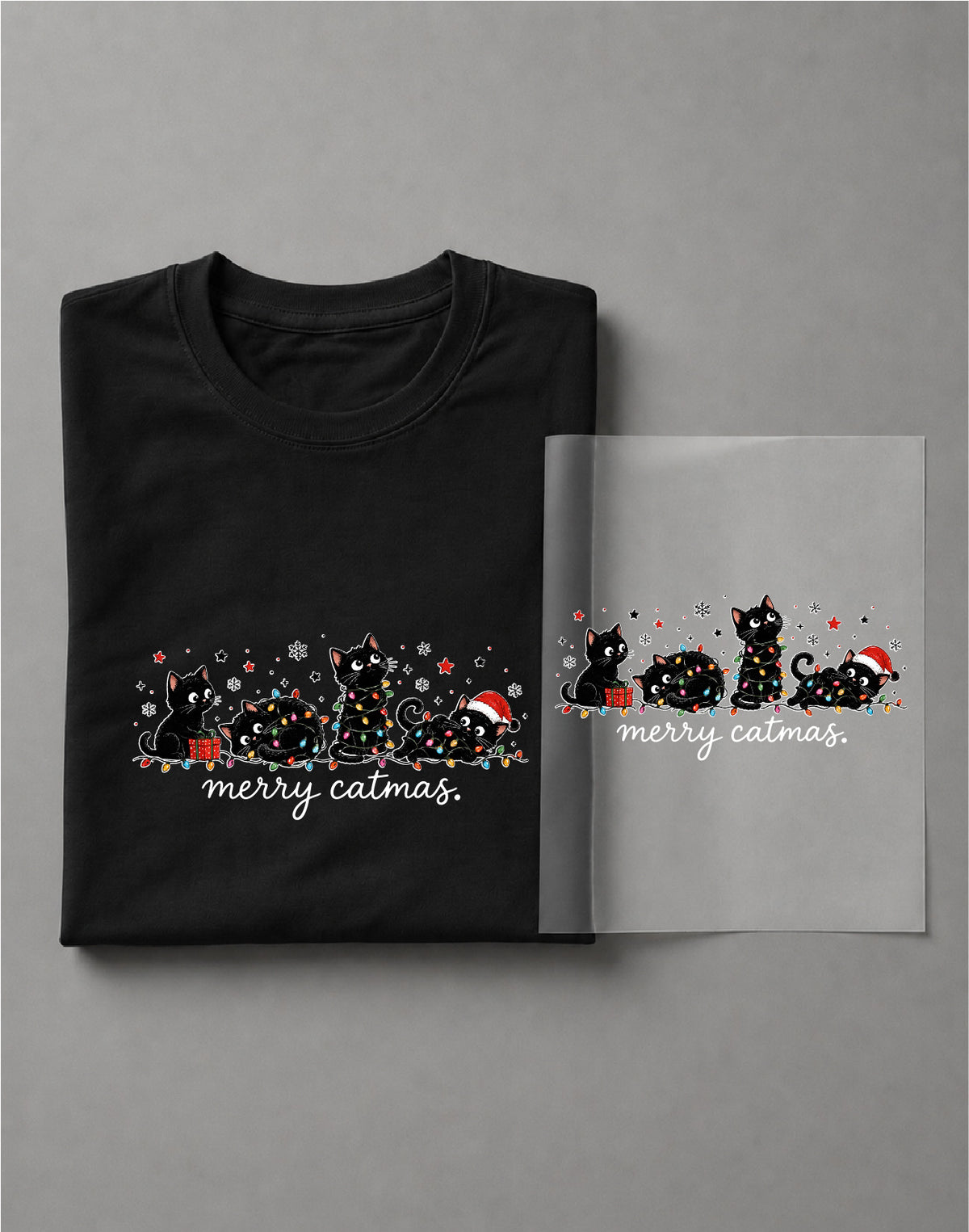 Merry Catmas Shirt – Funny Christmas Cat Graphic Tee, Cute Cat Holiday Shirt, Christmas Gift Shirt – DTF-42