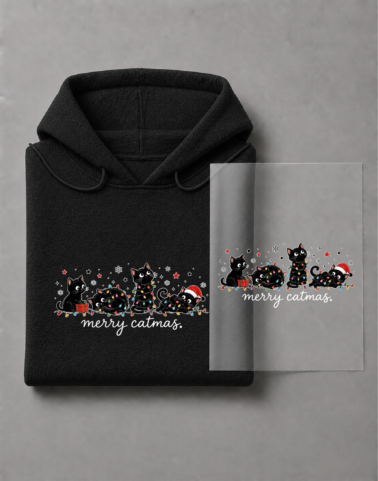 Merry Catmas Hoodie – Funny Christmas Cat Graphic, Cute Cat Holiday Apparel, Christmas Gift – DTF-42