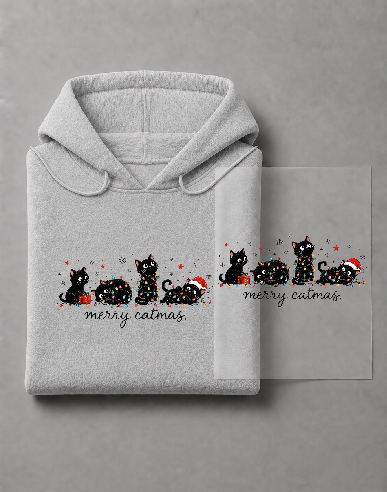 Merry Catmas Hoodie – Funny Christmas Cat Graphic, Cute Cat Holiday Apparel, Christmas Gift – DTF-42