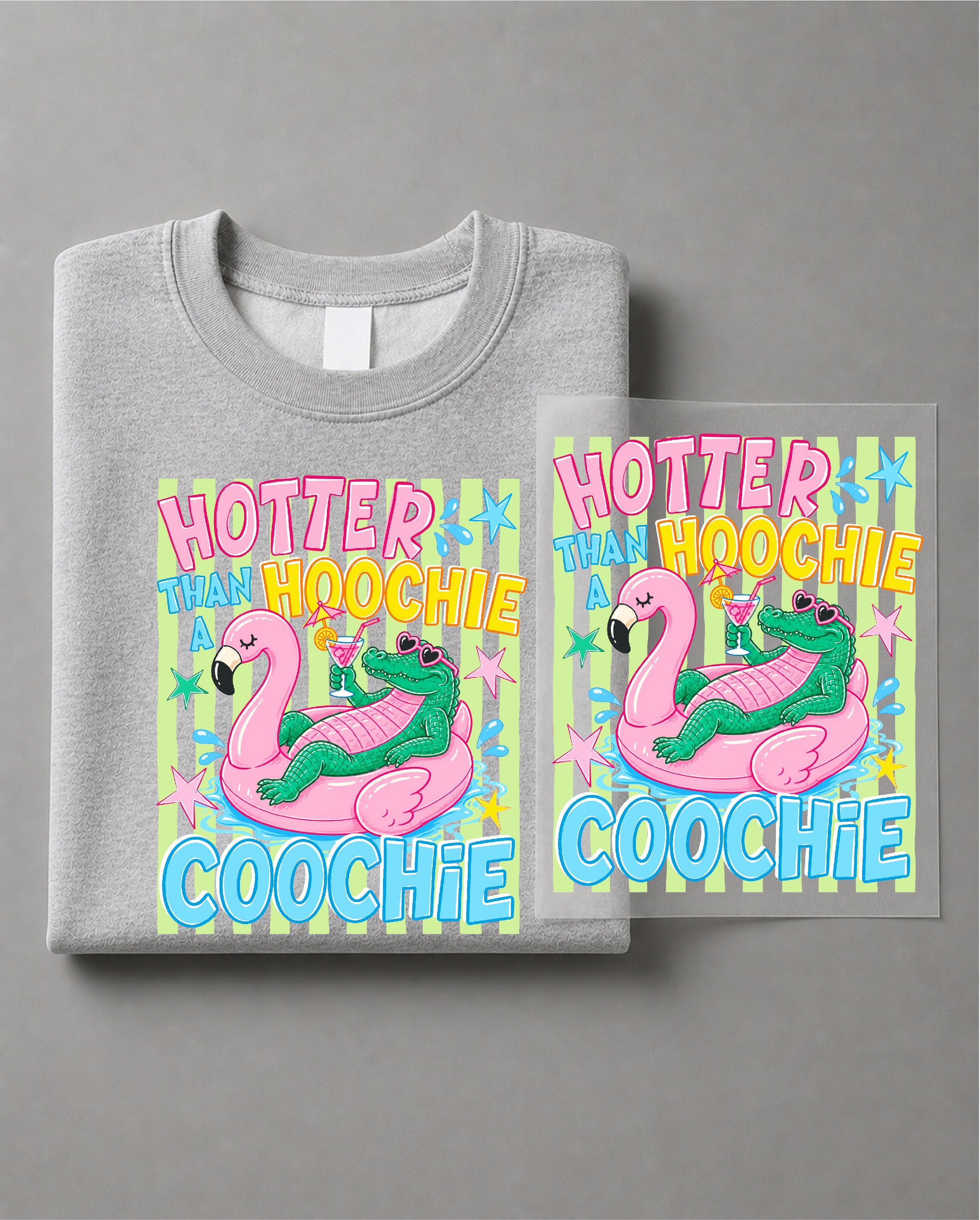Hotter Than a Hoochie Coochie Sweatshirt– Funny Southern Graphic Sweater, Summer Party Shirt – DTF-5