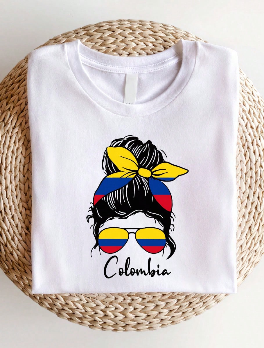 Women's Simple Colombia Print T-Shirt