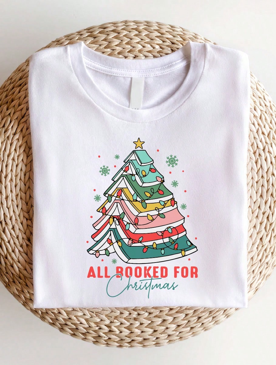 All Booked For Christmas Shirt Gift For Librarian T-Shirt
