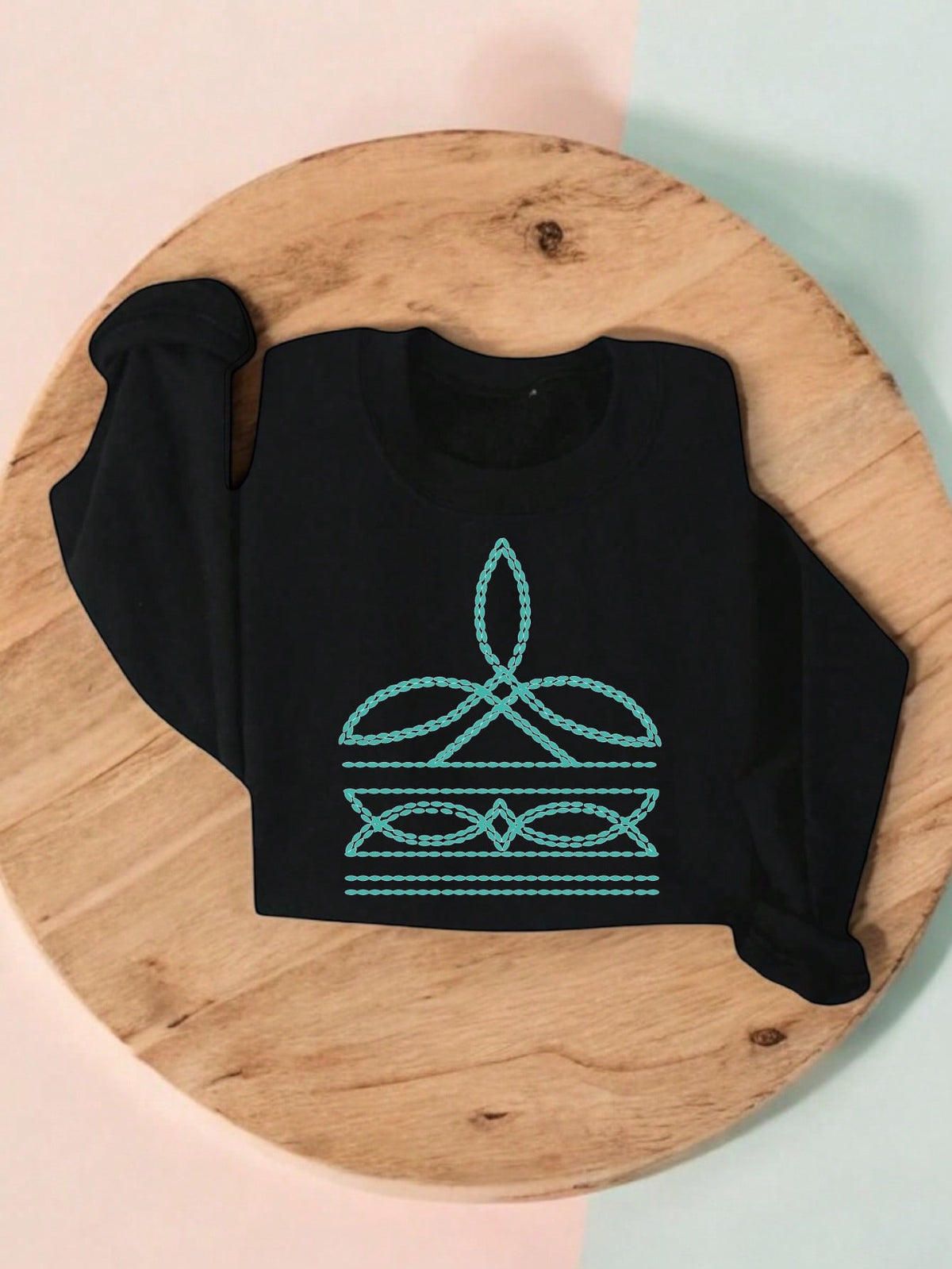 Turquoise Stone Boot Stitch Sweatshirt