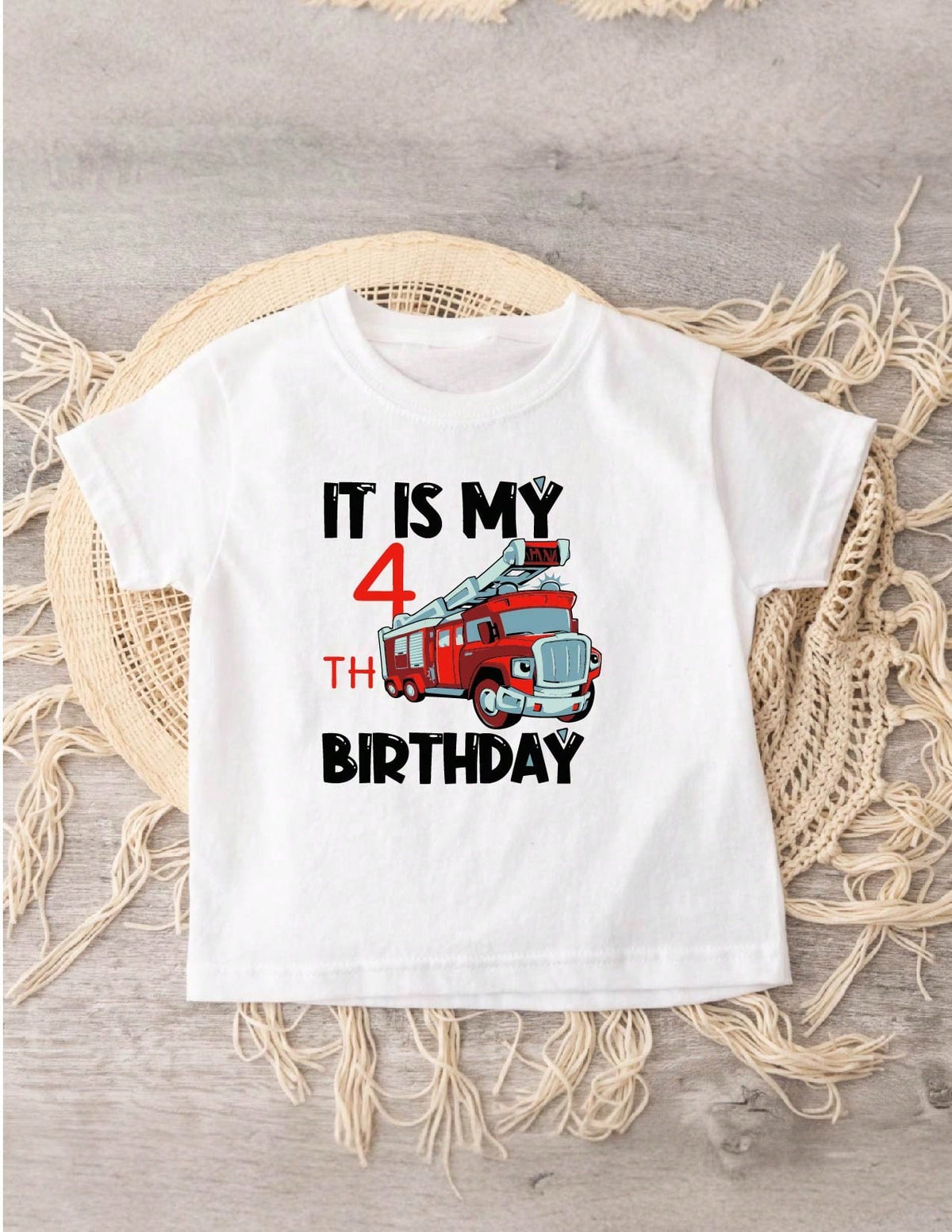 It's My Fourth Birthday Fire Truck Kids T-Shirt