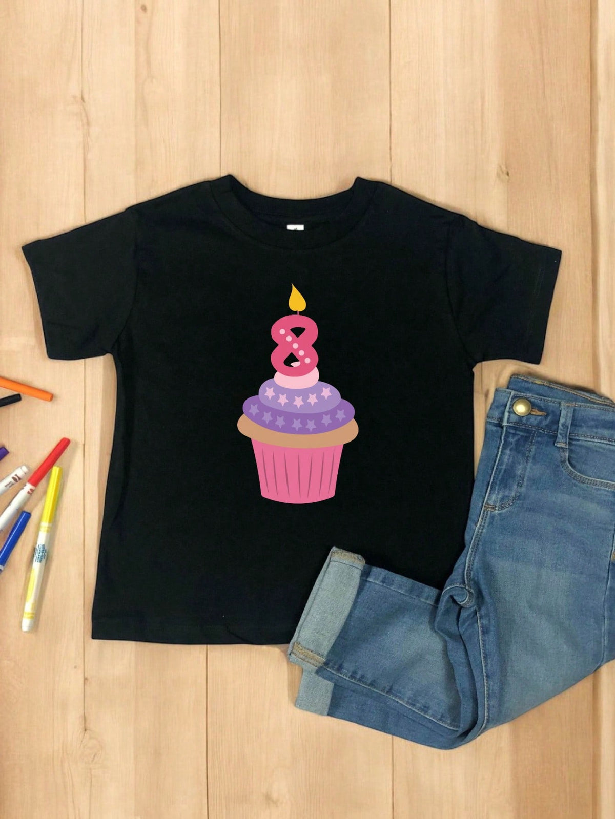 Eighth Birthday Cupcake Kids T-Shirt