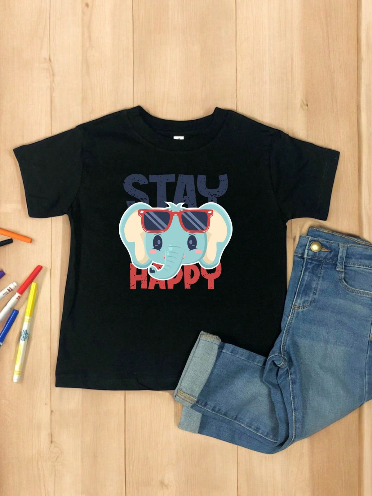 Stay Happy Elephant Kids T-Shirt