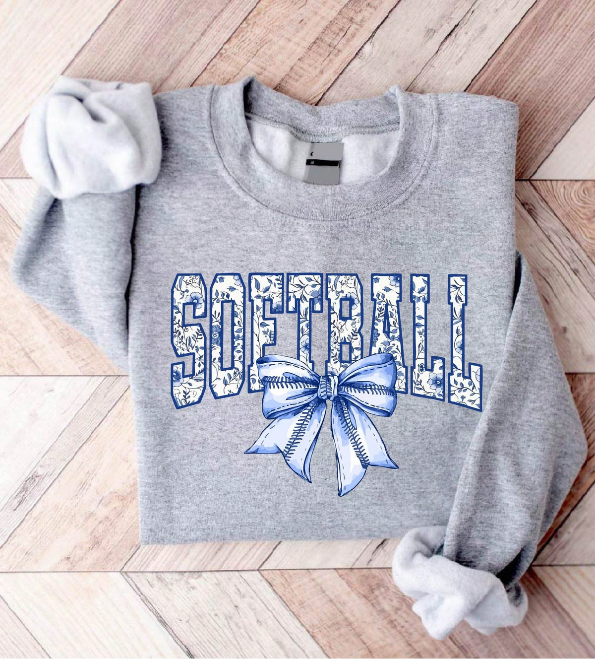 Softball Floral Toile Blue Sweatshirt
