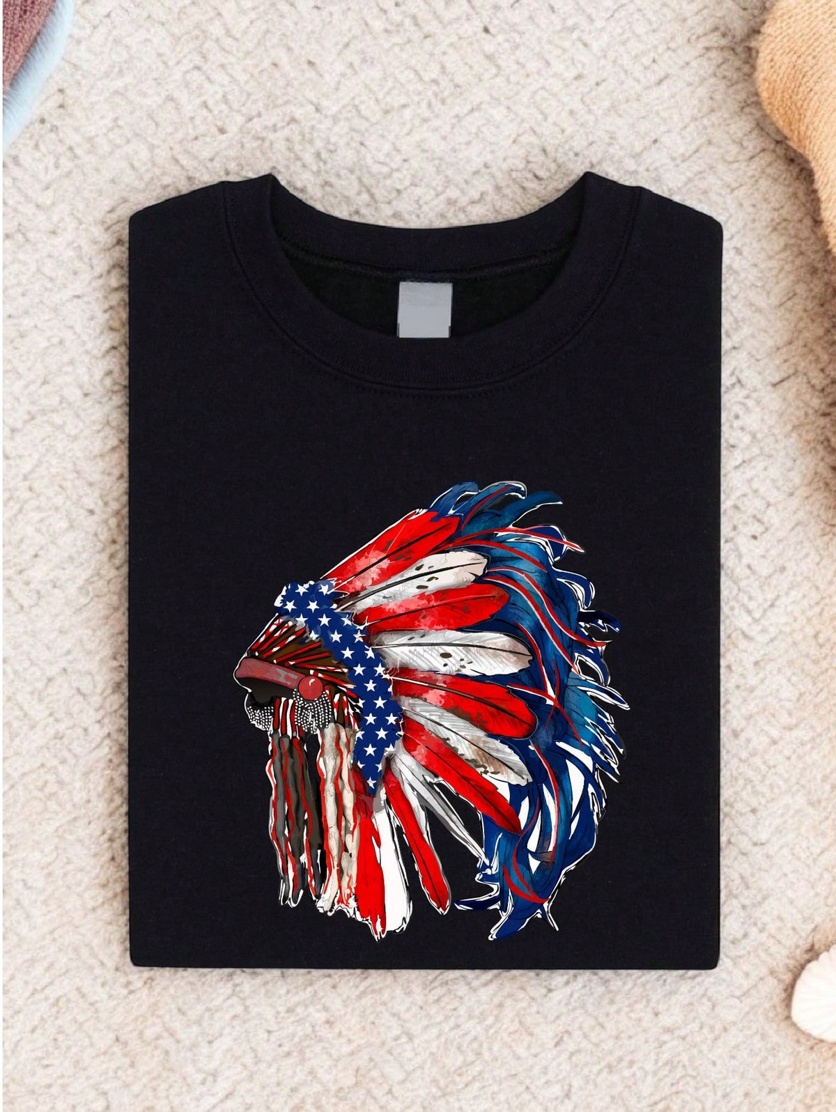 American Flag India Headdress T-Shirt
