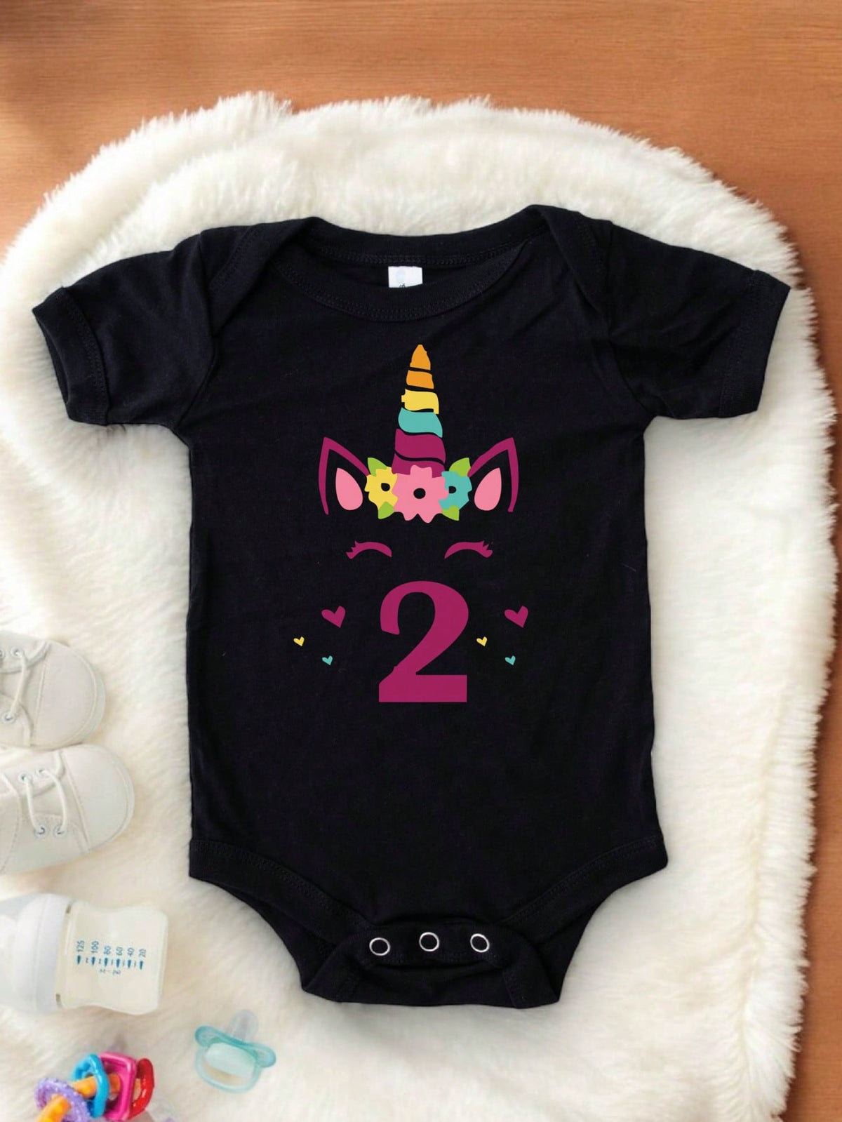 My Second Birthday Unicorn Themed Bodysuit