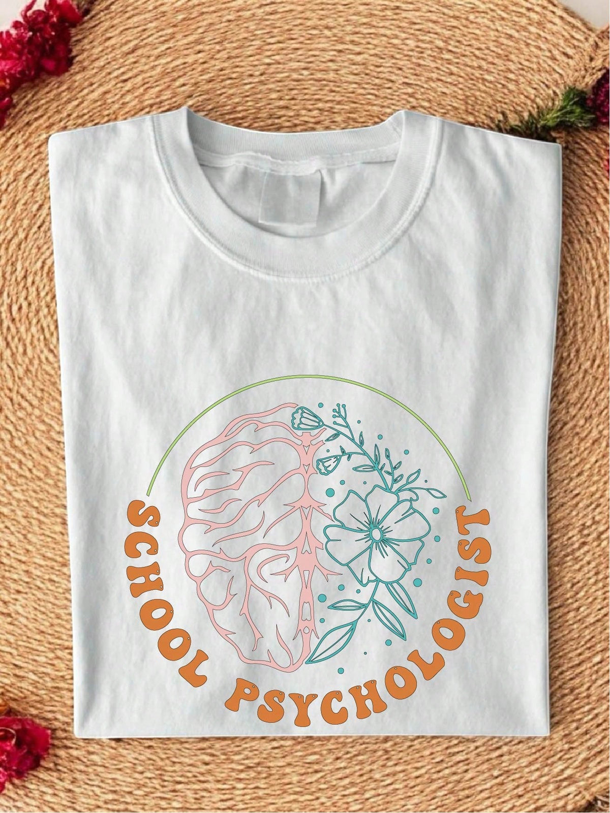 Floral School Psychologist T-Shirt