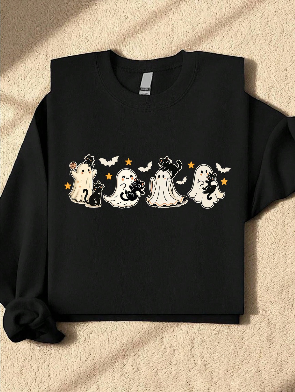 Halloween Cute Ghosts And Black Cats Sweatshirt