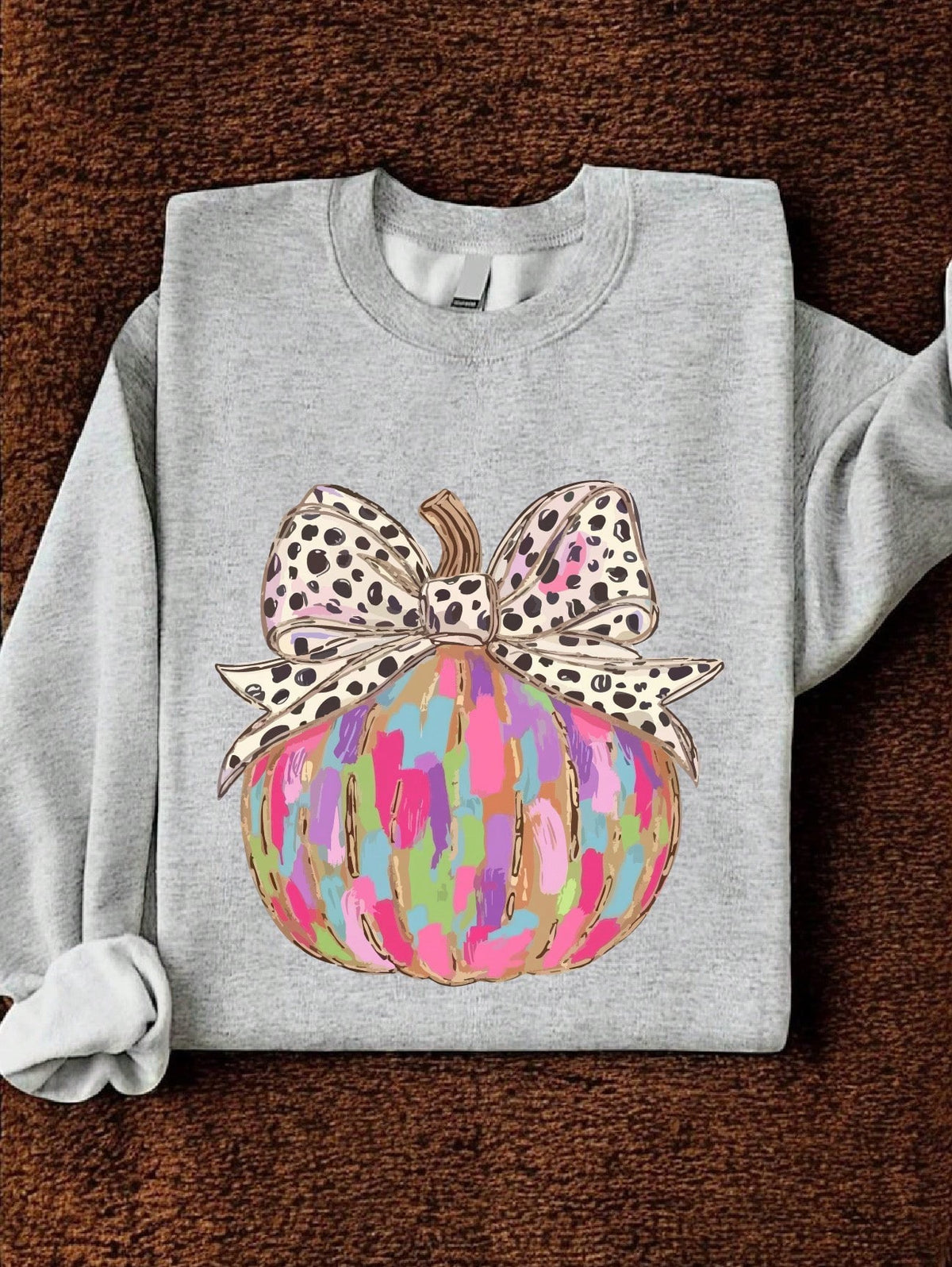 Retro Colorful Pumpkin With A Bow Sweatshirt
