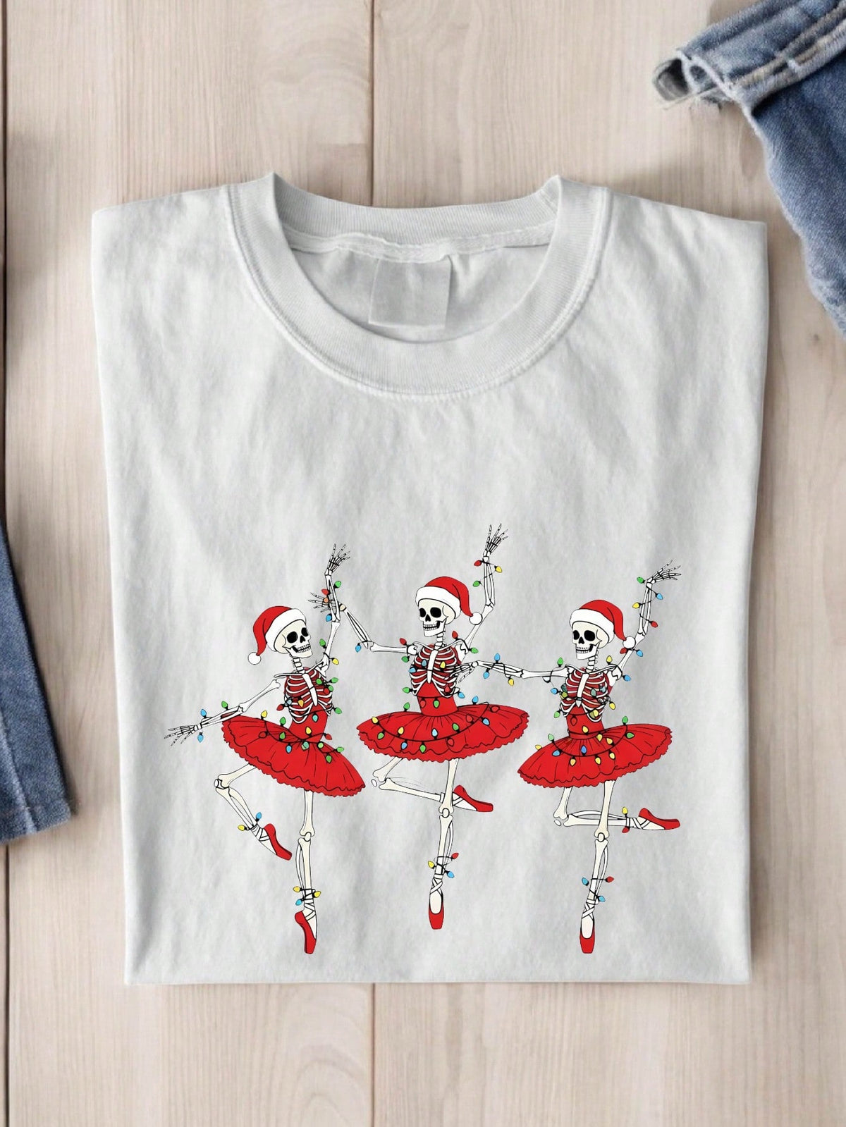 Ballerina Skeleton Christmas T-Shirt