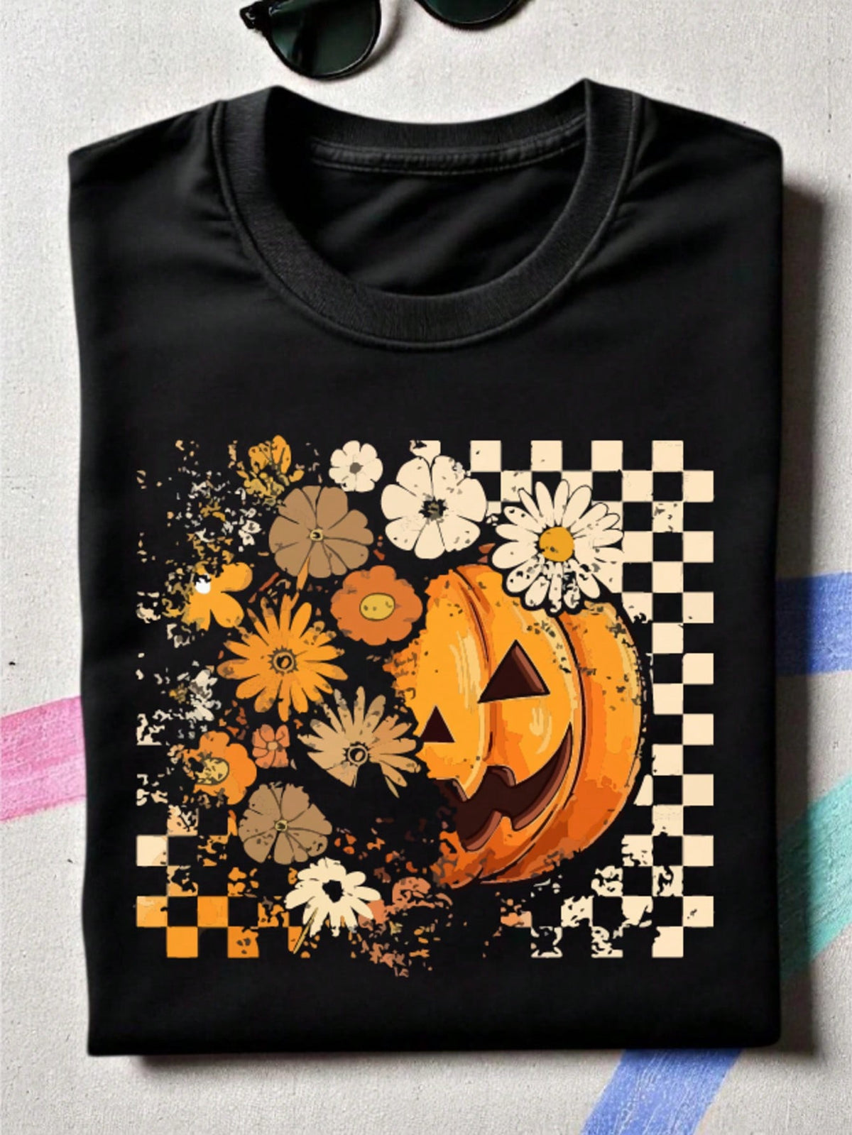Floral Fall Pumpkin T-Shirt