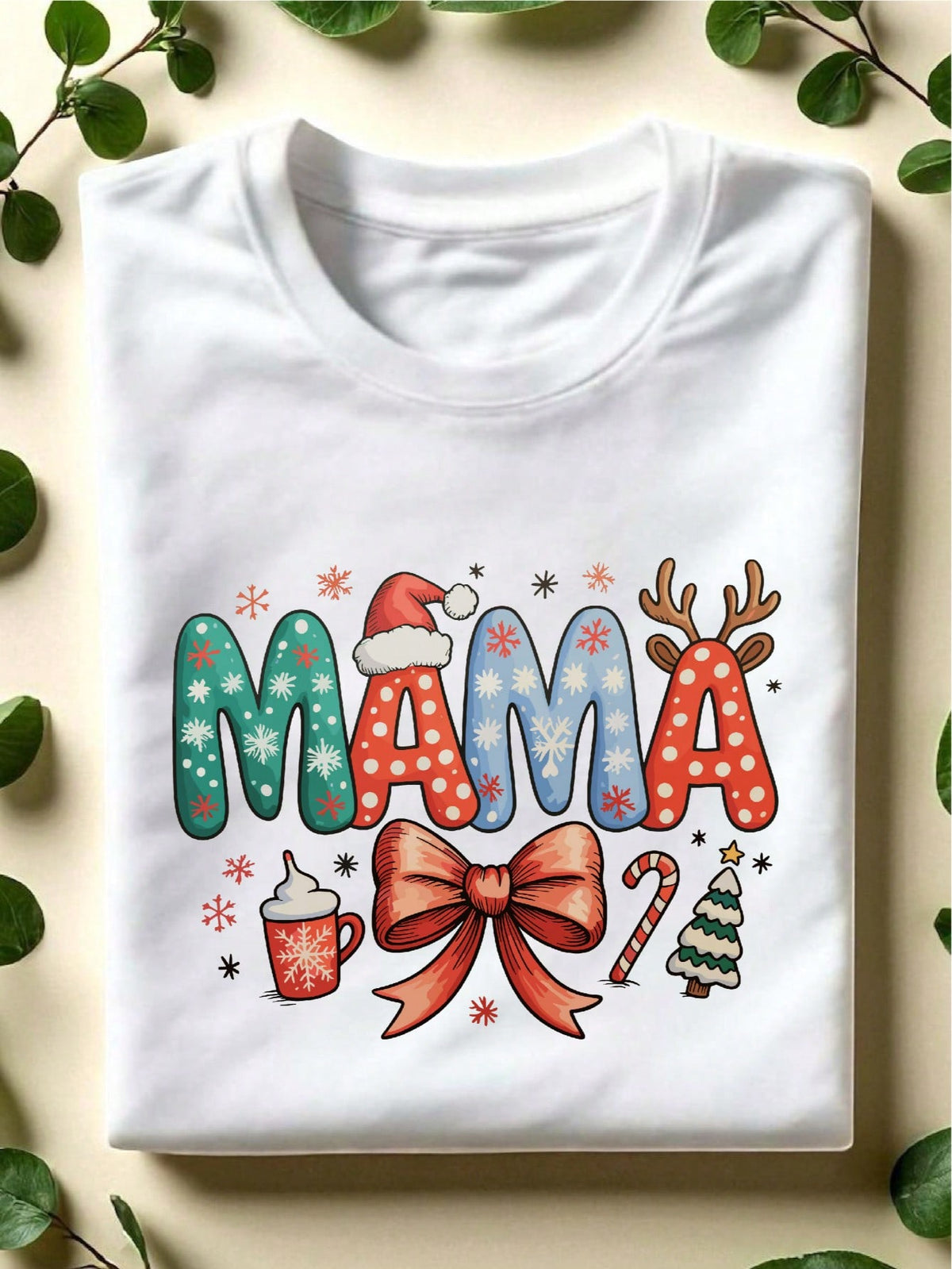 Mama Christmas Coquette Bow T-Shirt
