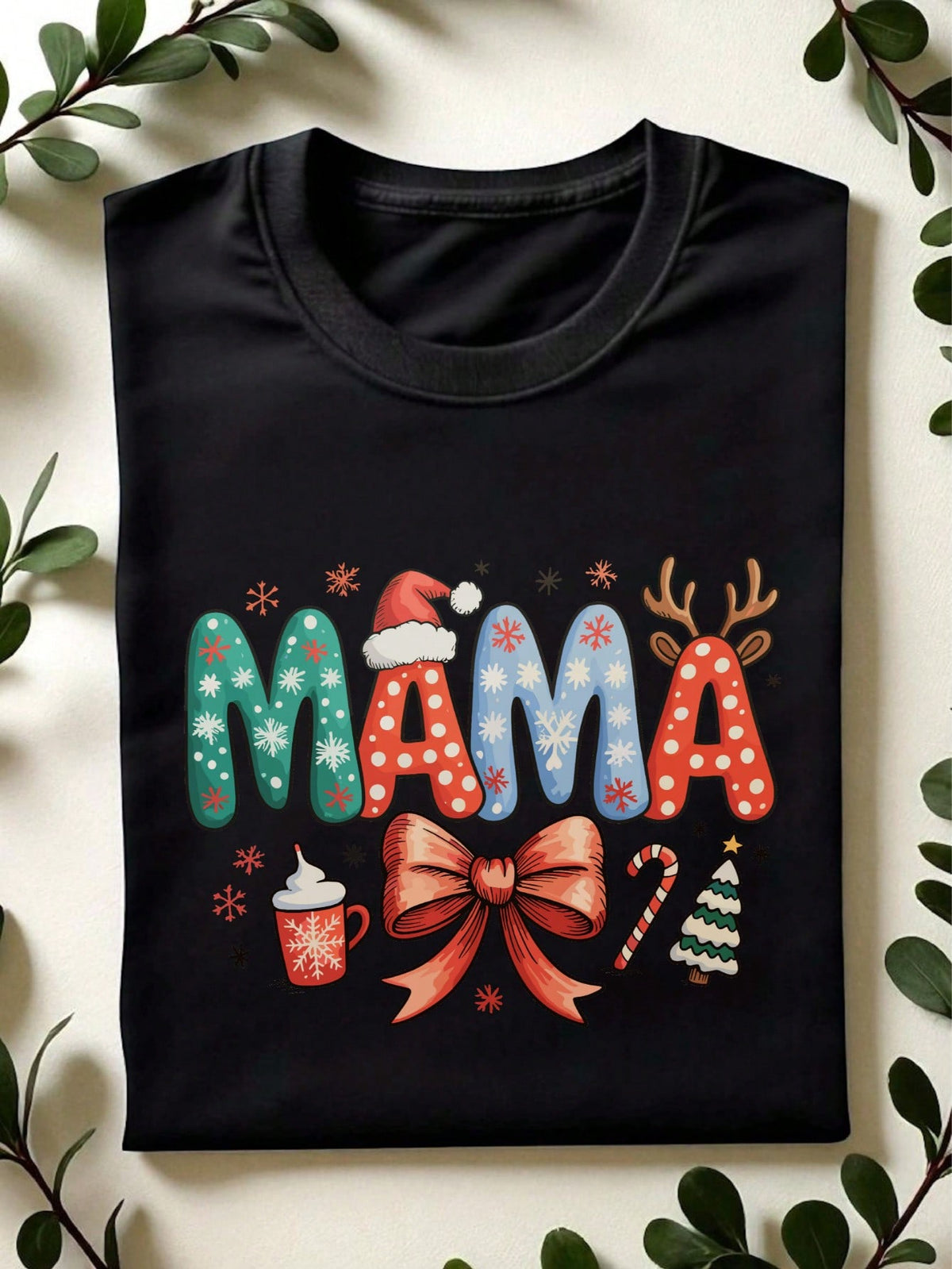 Mama Christmas Coquette Bow T-Shirt