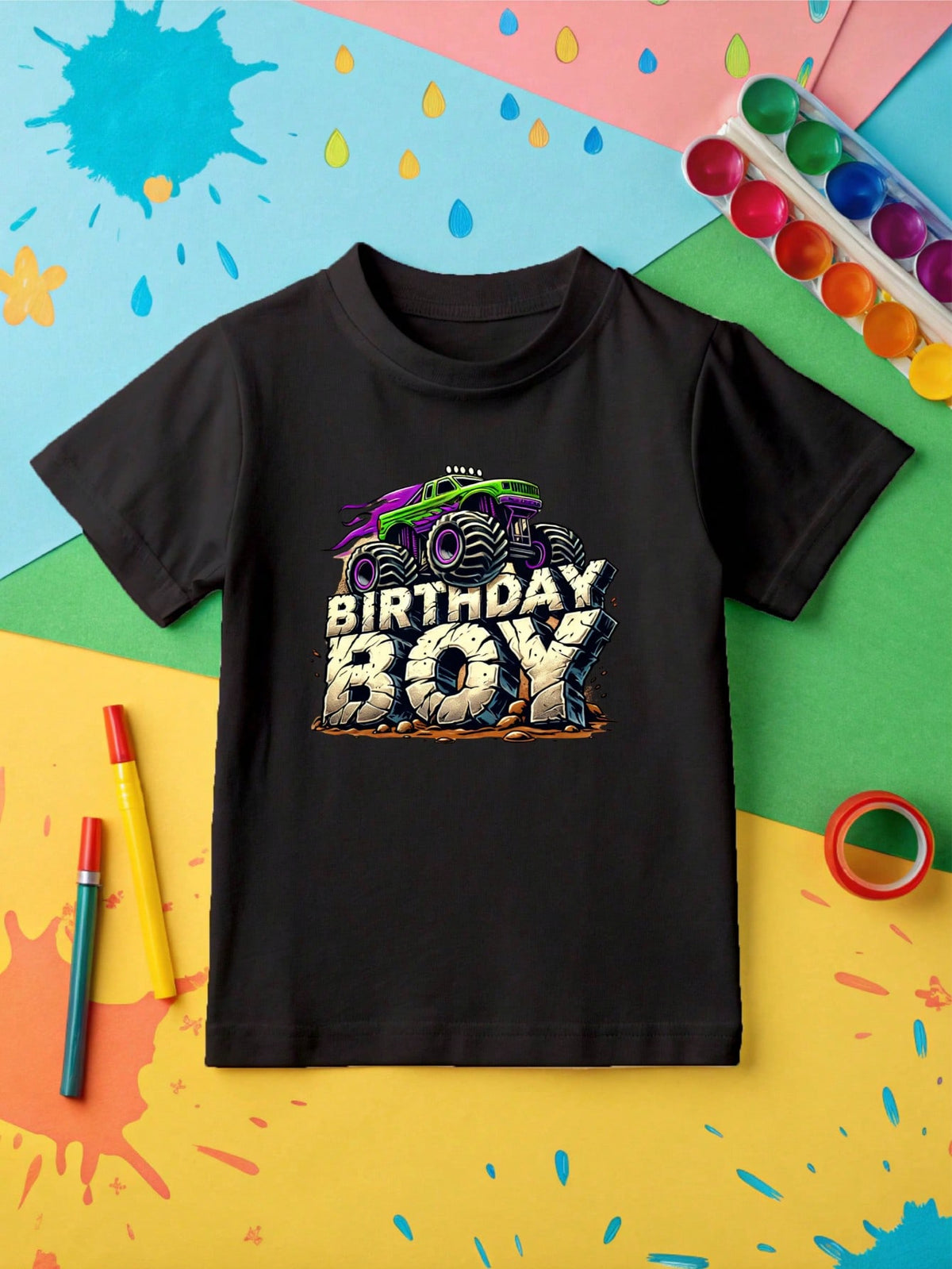 Monster Truck Boy Birthday Kids T-Shirt