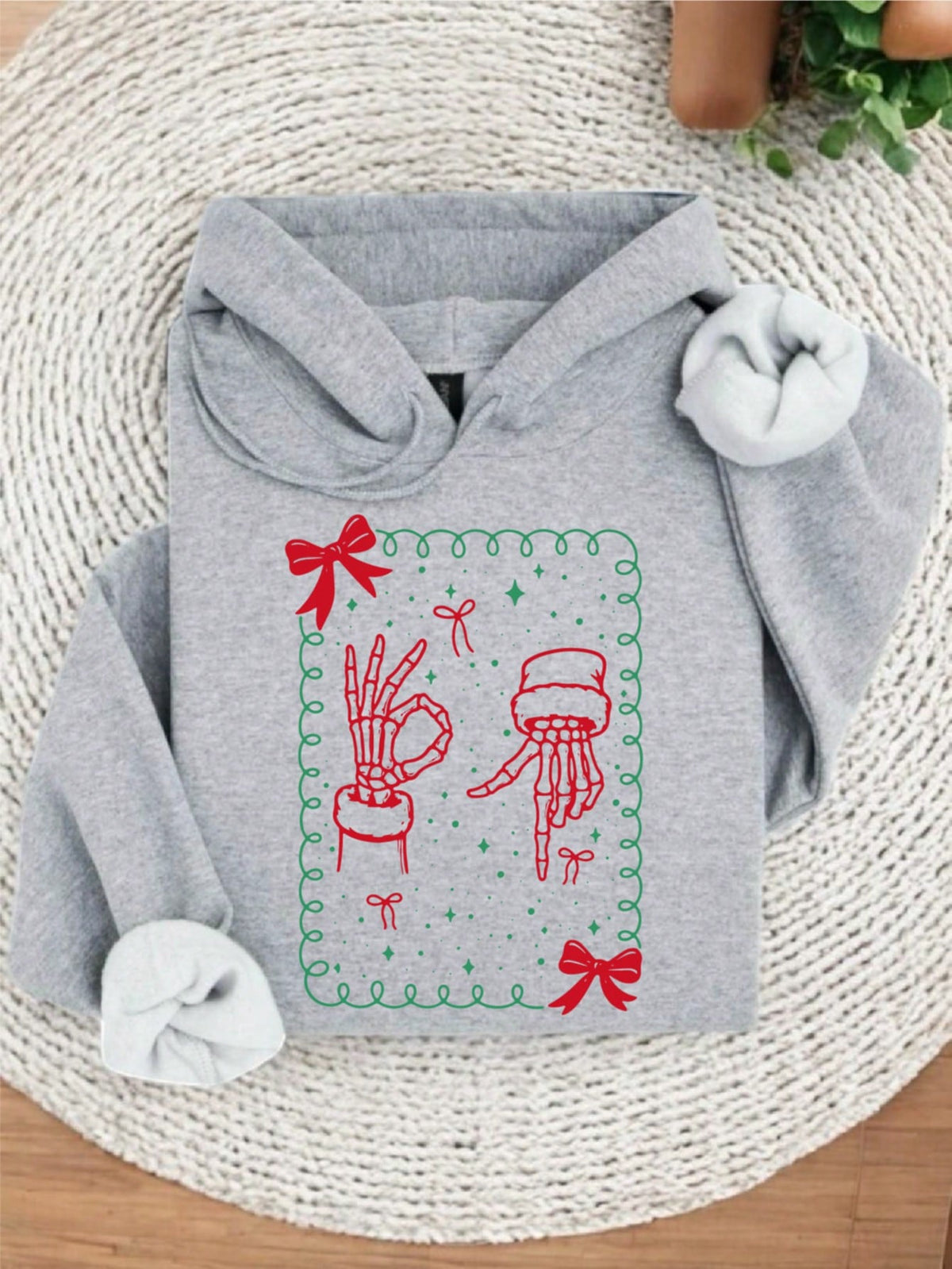 Christmas Skull & Skeleton And Bows Hoodie