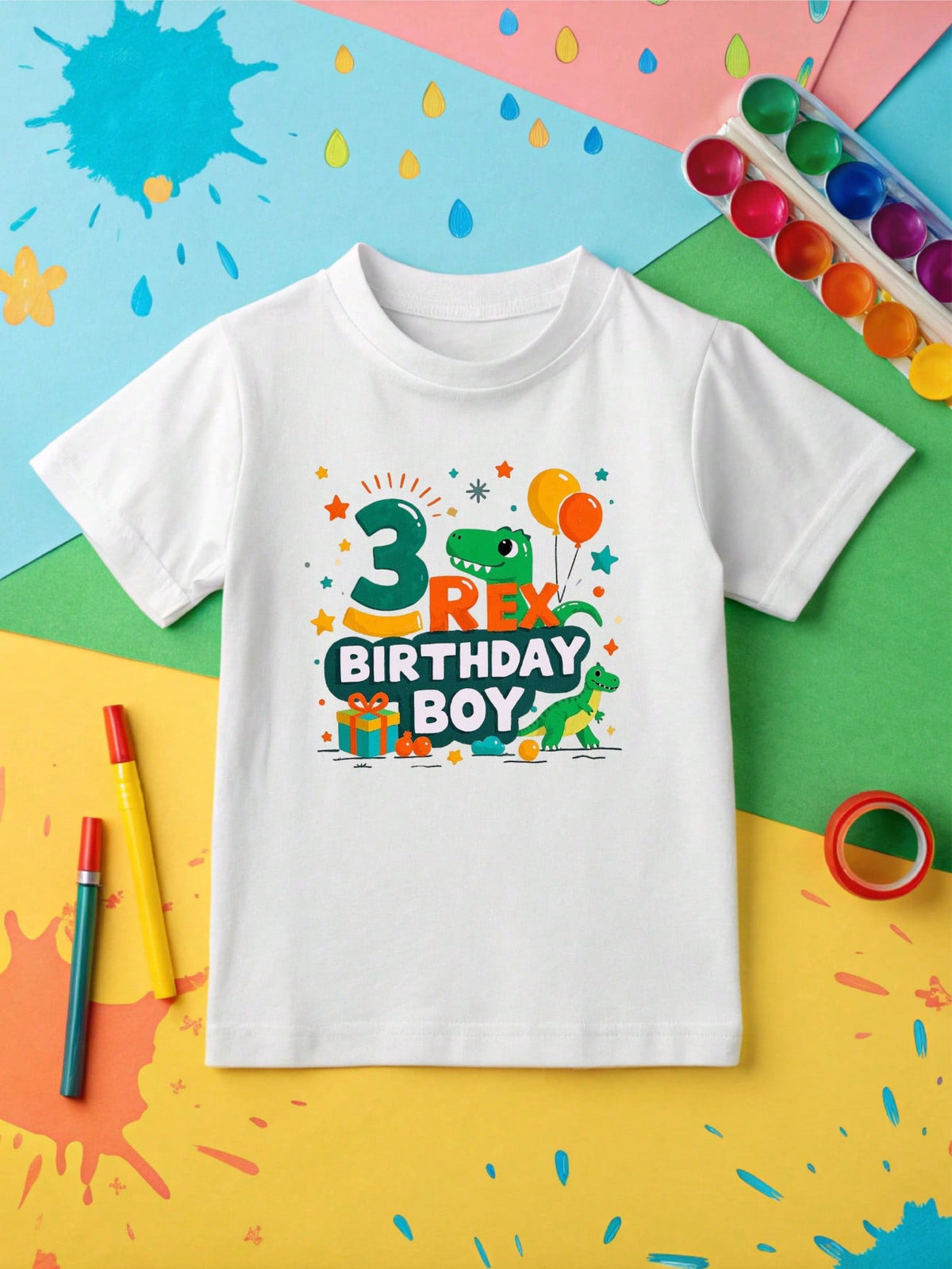 3 Rex Boy Birthday Kids T-Shirt