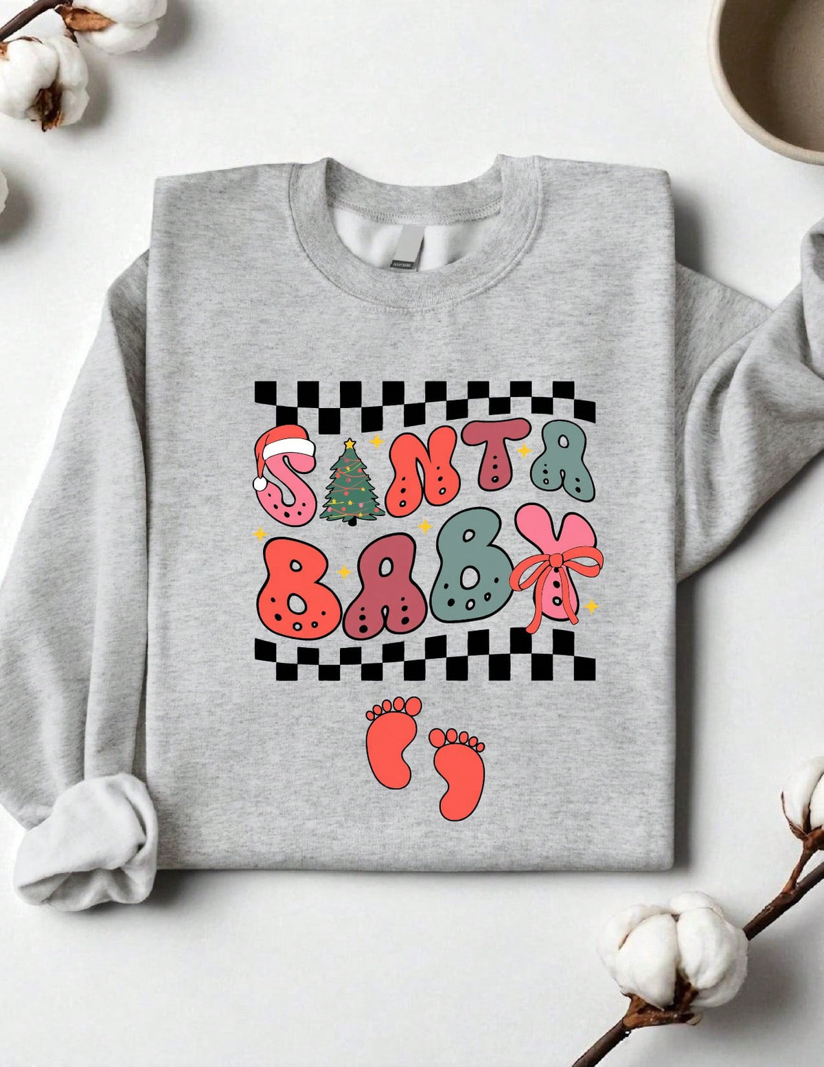 Retro Santa Christmas Pregnancy Sweatshirt