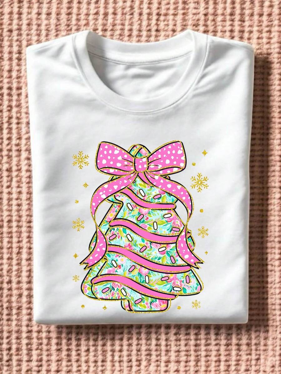Glitter Coquette Christmas Tree Cake T-Shirt