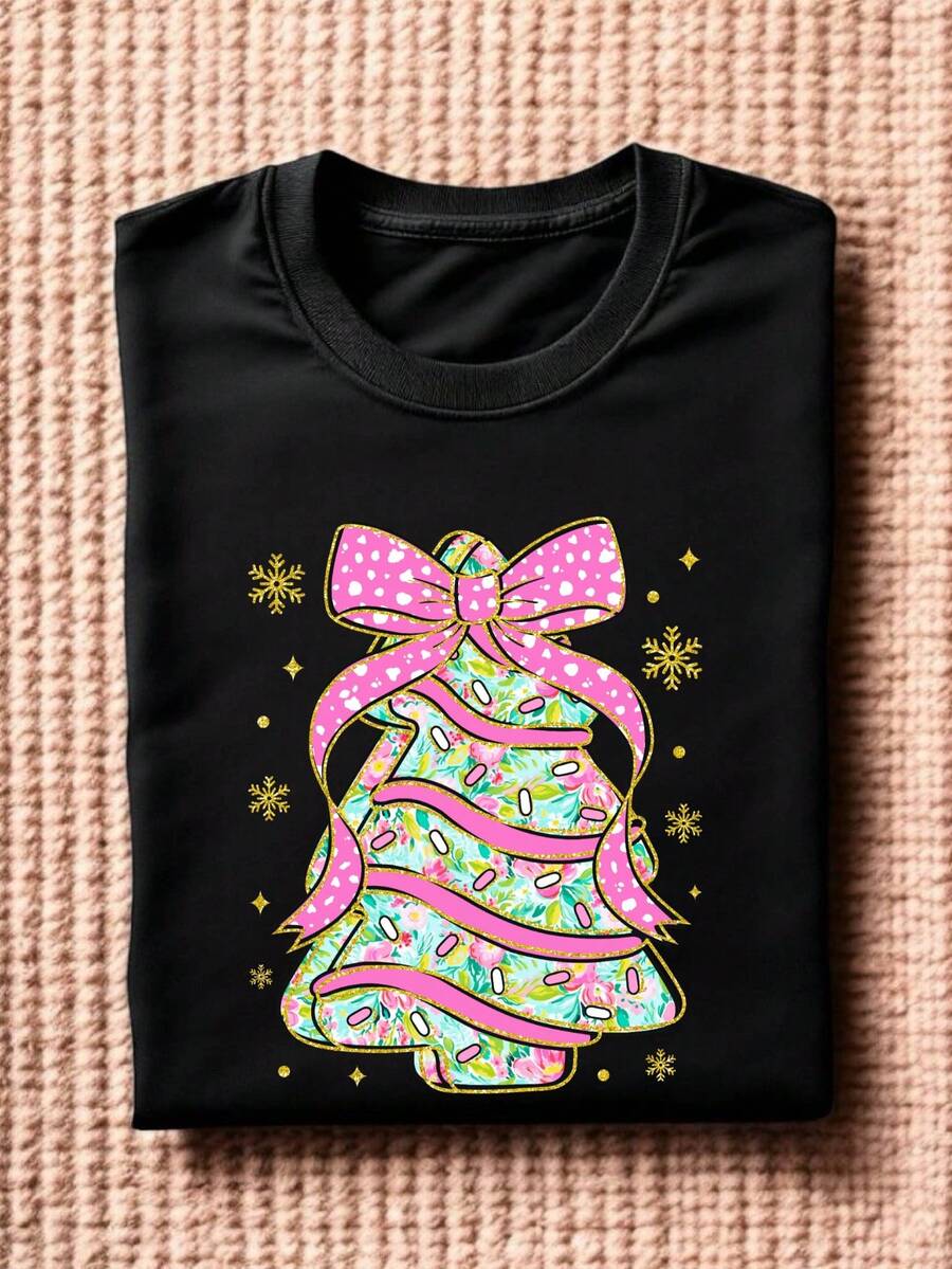 Glitter Coquette Christmas Tree Cake T-Shirt