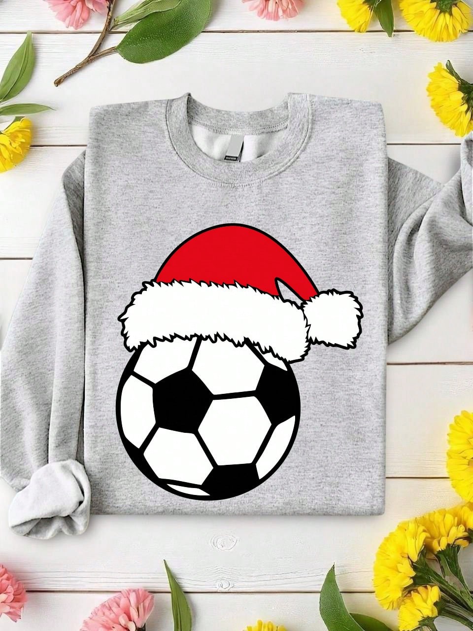 Christmas Soccer Ball Santa Hat Sweatshirt