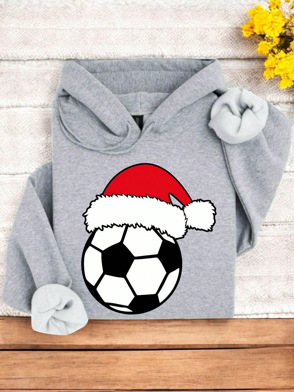 Christmas Soccer Ball Santa Hat Hoodie
