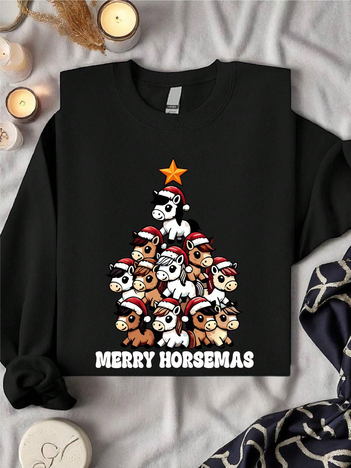 Cute Horses Christmas Tree Sweatshirt