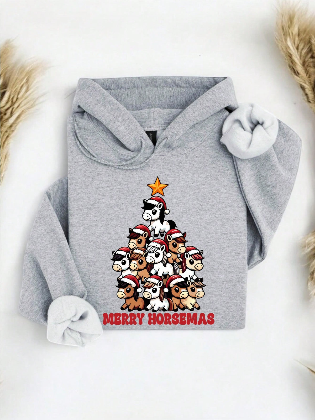 Cute Horses Christmas Tree Hoodie
