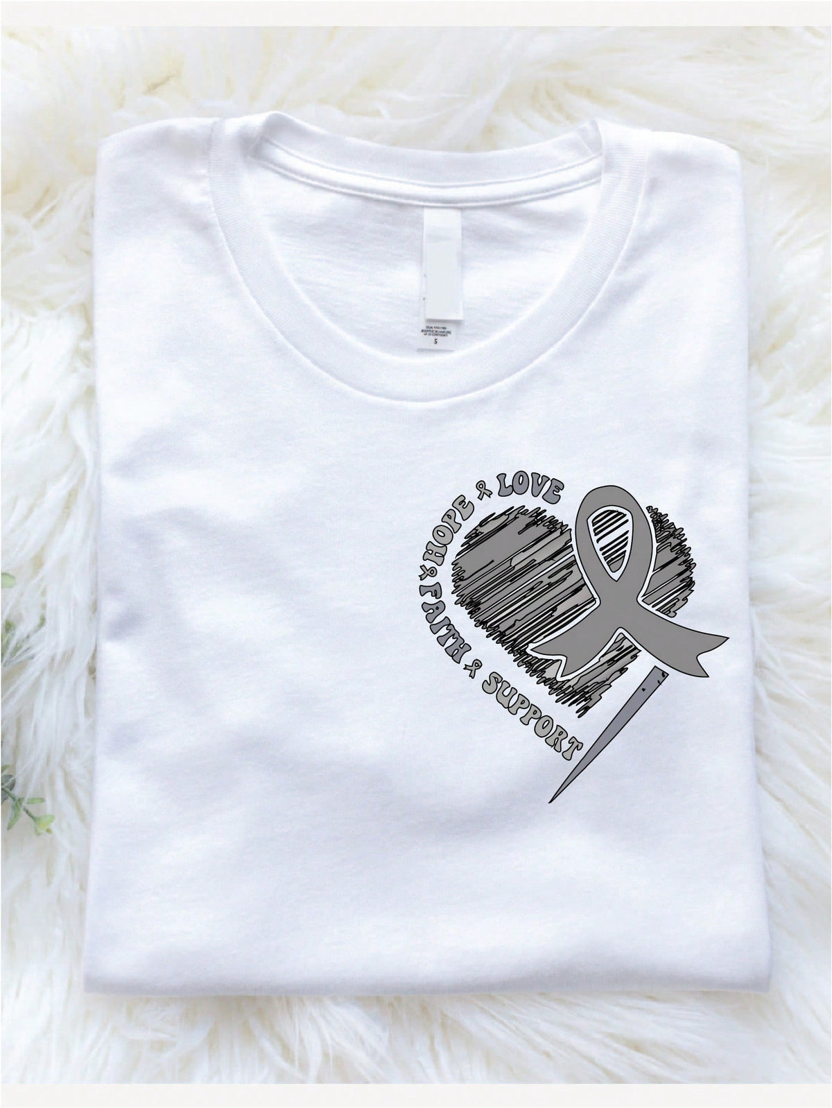 Lung Cancer Ribbon Heart Pocket T-Shirt