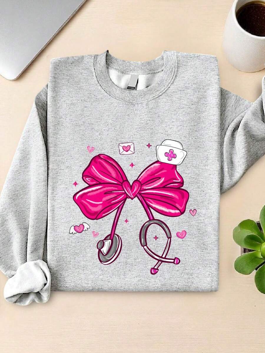 Preppy Bow Nurse Valentine Sweatshirt