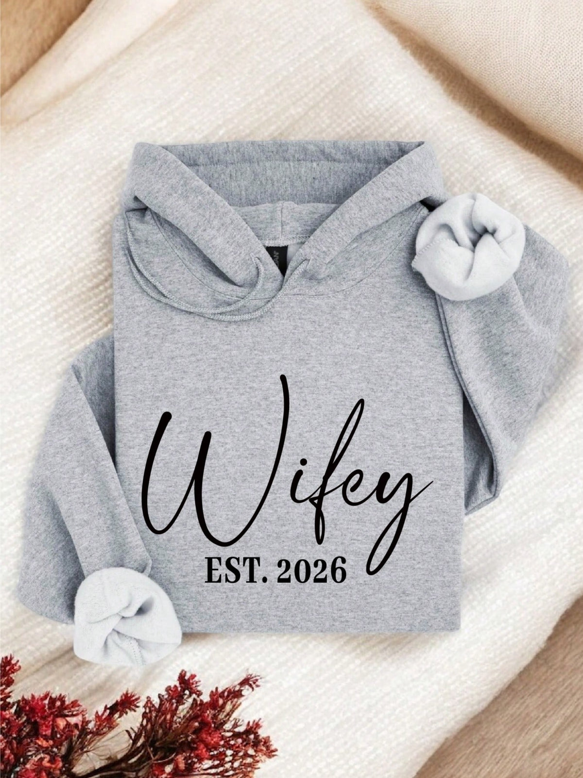 1 PC Wifey Hubby Est 2026 Hoodie