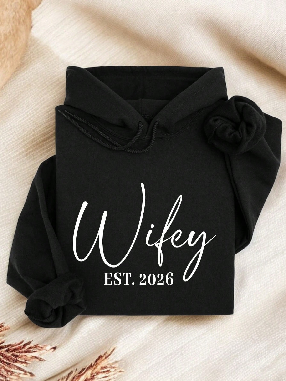 1 PC Wifey Hubby Est 2026 Hoodie