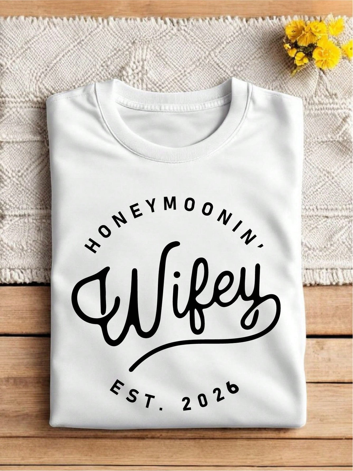 1PC Honeymoonin' Hubby EST.2026 T-Shirt