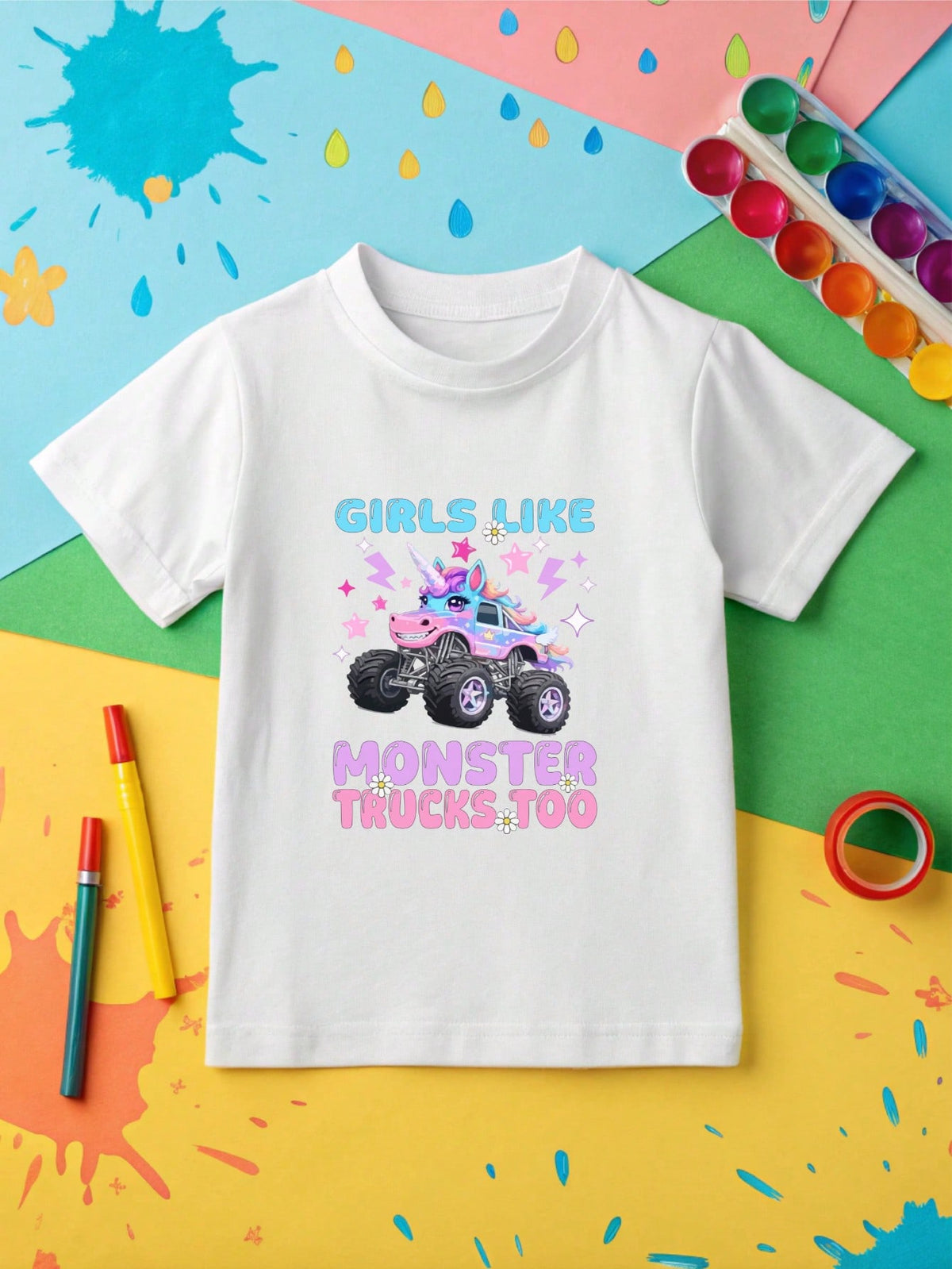 Girls Like Monster Trucks Too T-Shirt