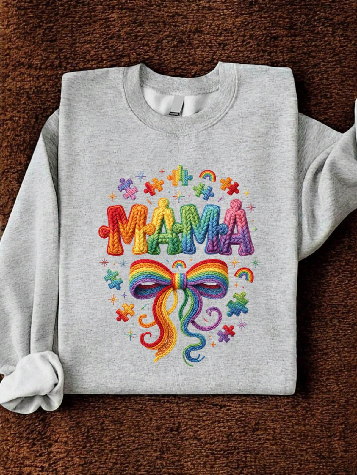 Faux Crochet Autism Mama Sweatshirt