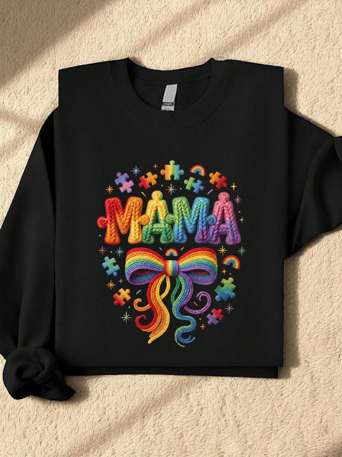 Faux Crochet Autism Mama Sweatshirt