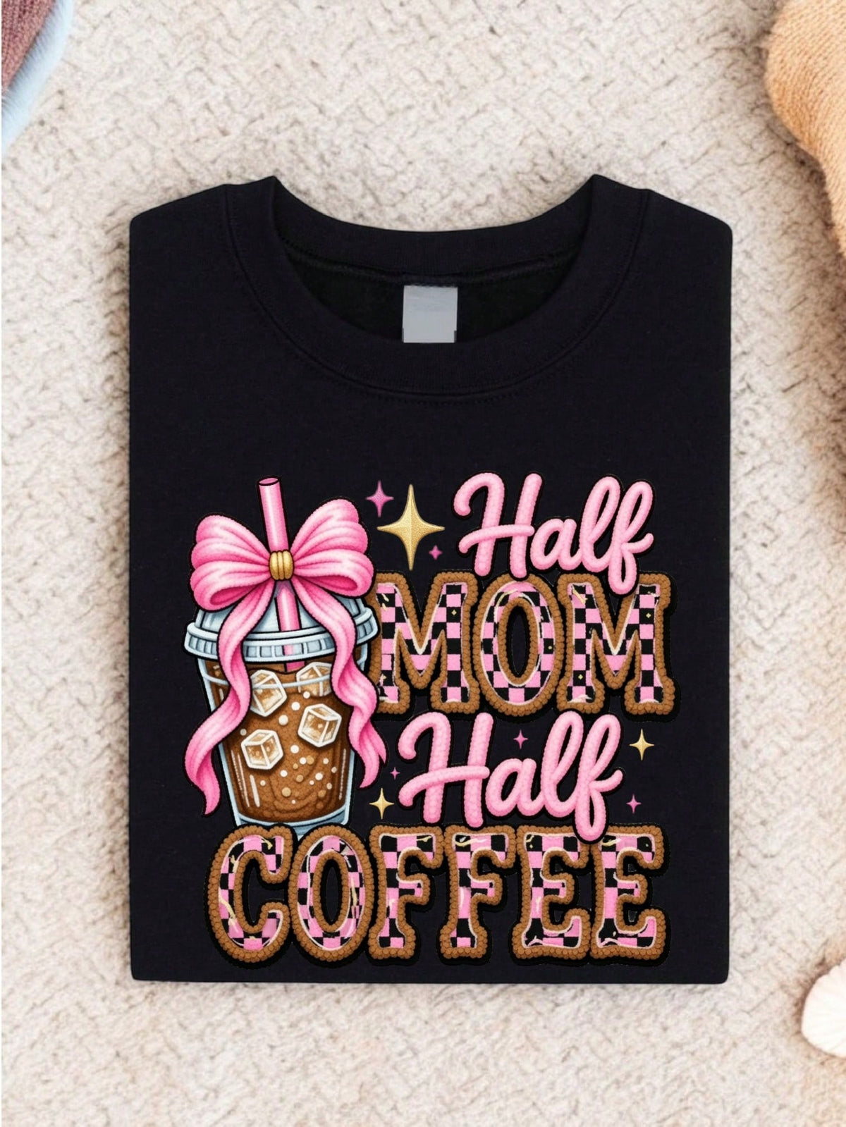 Half Mom Half Coffee Faux T-Shirt
