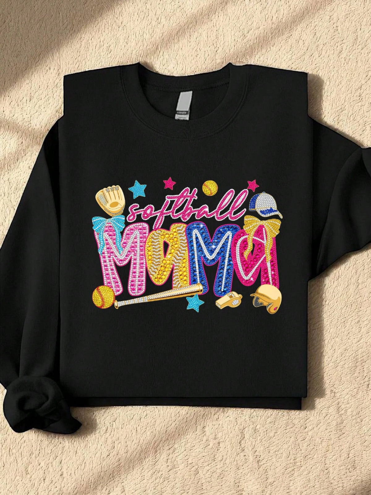 Softball Mama Bling Rhinestone Sweatshirt