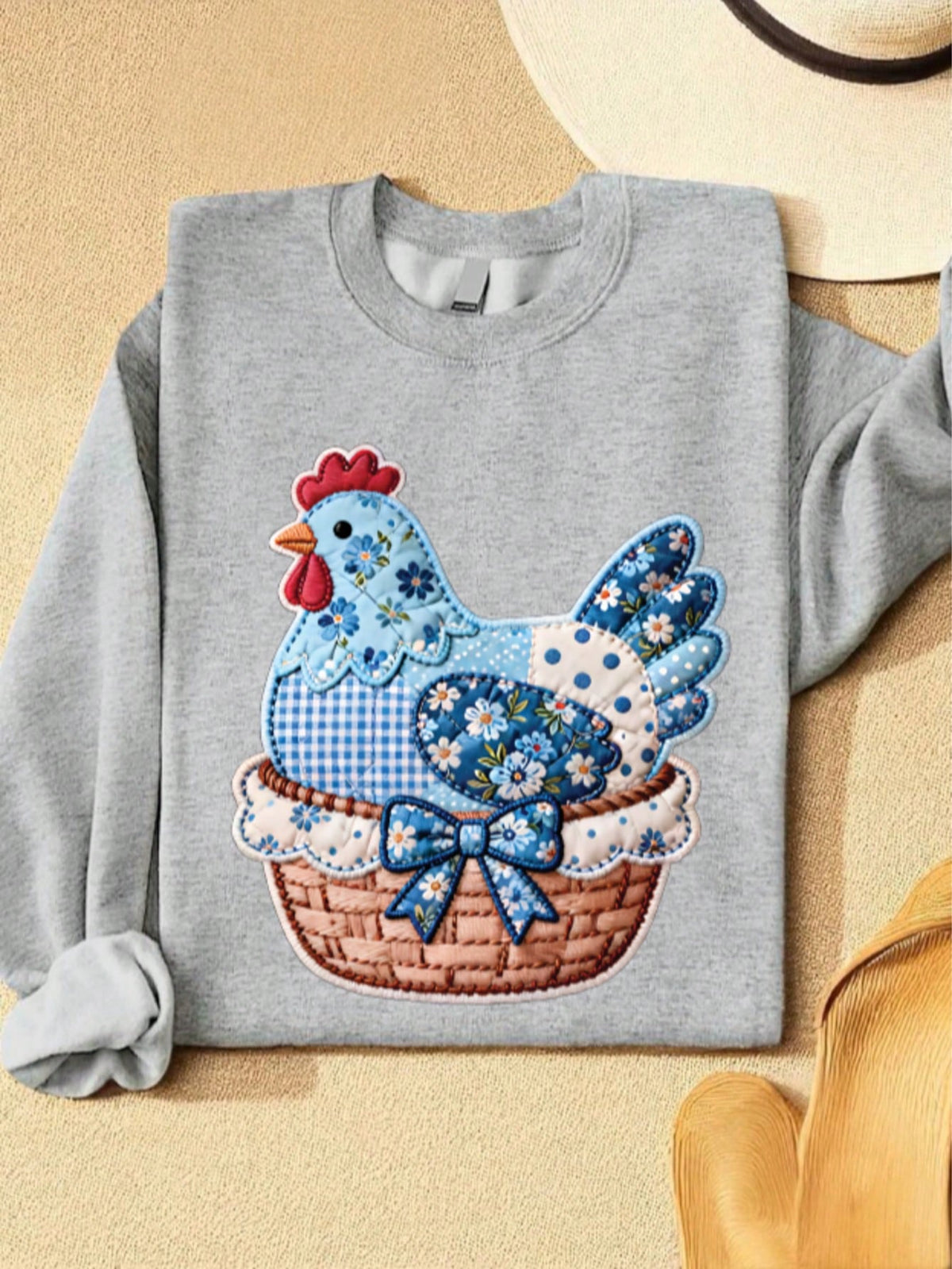 Floral Chicken Patchwork Sweatshirt
