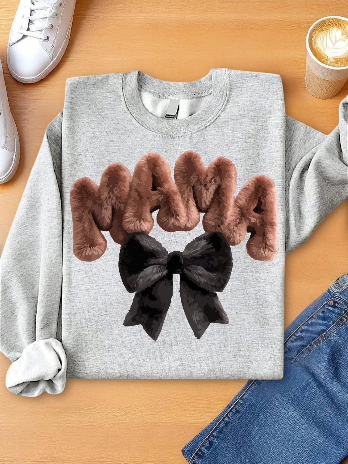 Faux Embroidered Mama Sweatshirt