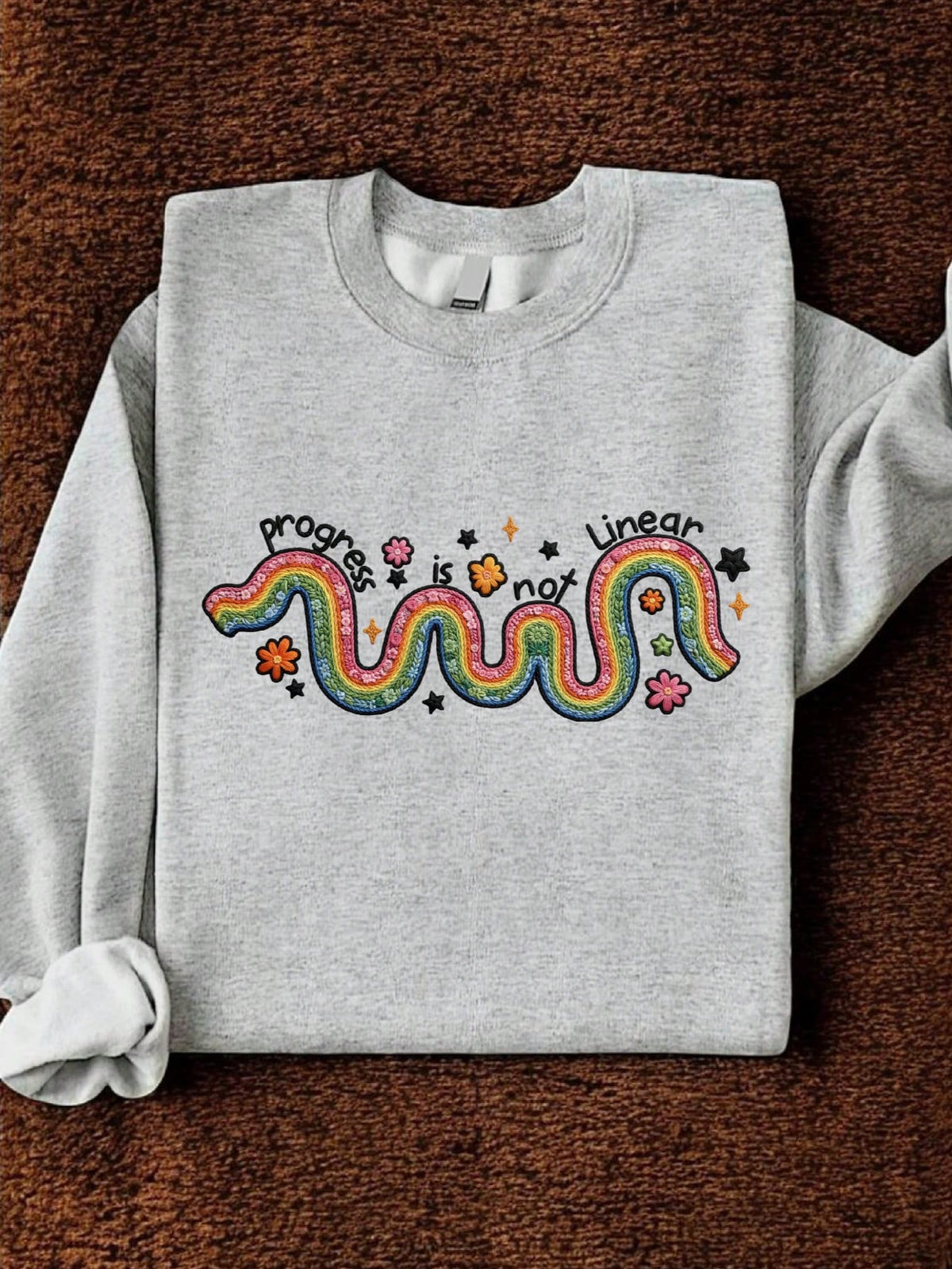 Faux Crochet Progress Is Not Linear Sweatshirt
