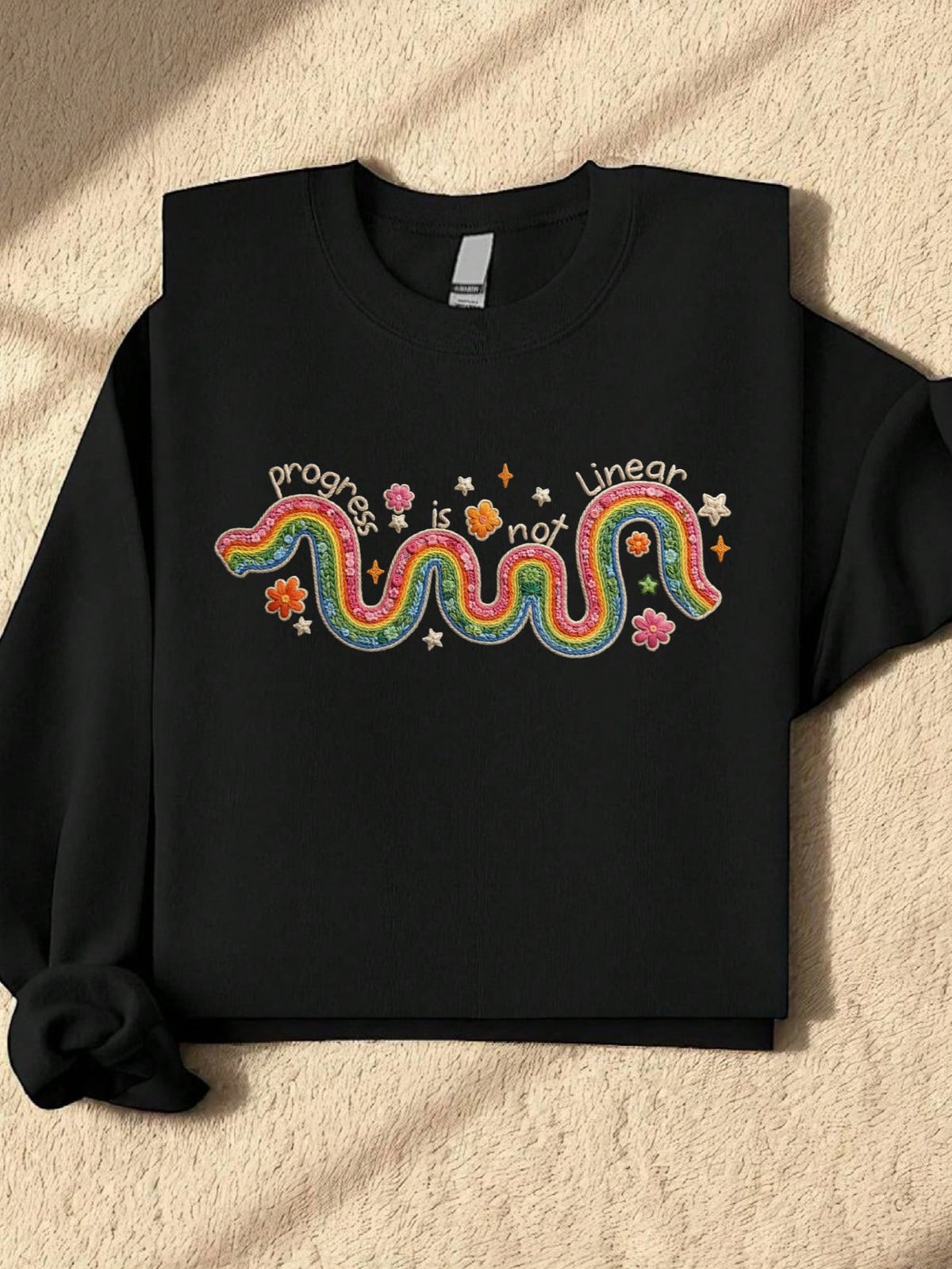Faux Crochet Progress Is Not Linear Sweatshirt