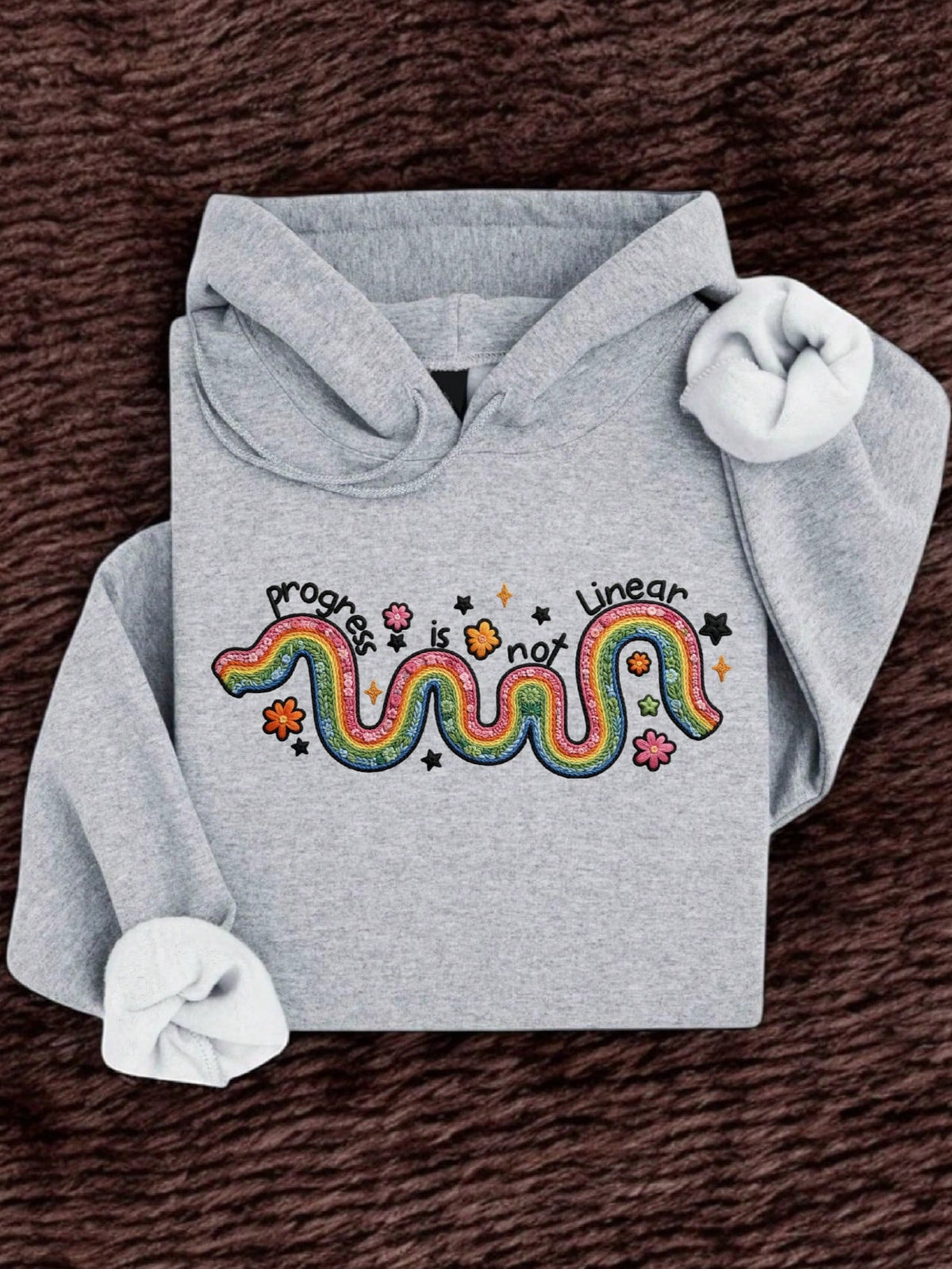 Faux Crochet Progress Is Not Linear Hoodie