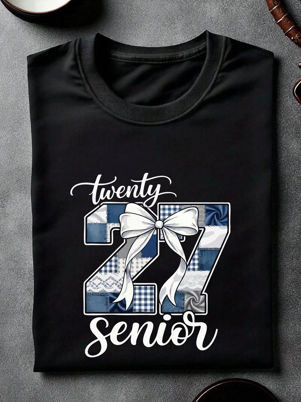 Faux Yarn Graphic Print Coquette Senior 2027 T-Shirt