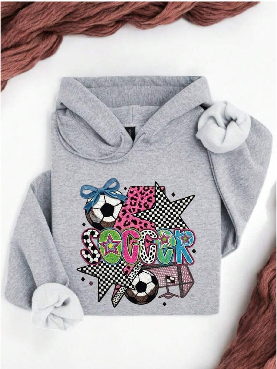 Preppy Soccer Faux Yarn Hoodie